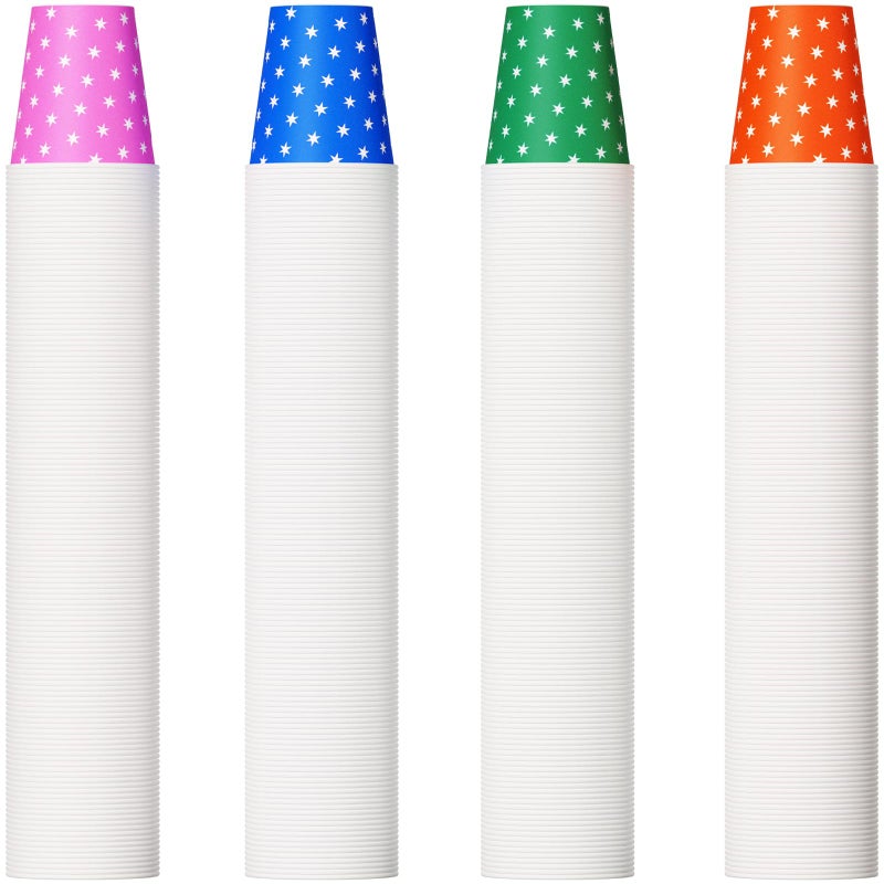 500 Pack 5oz Paper Cups Multicolor Paper Disposable Cups Small Mouthwash Cups Cold Beverage Drinking Cup for PartyTravel and Event Stars